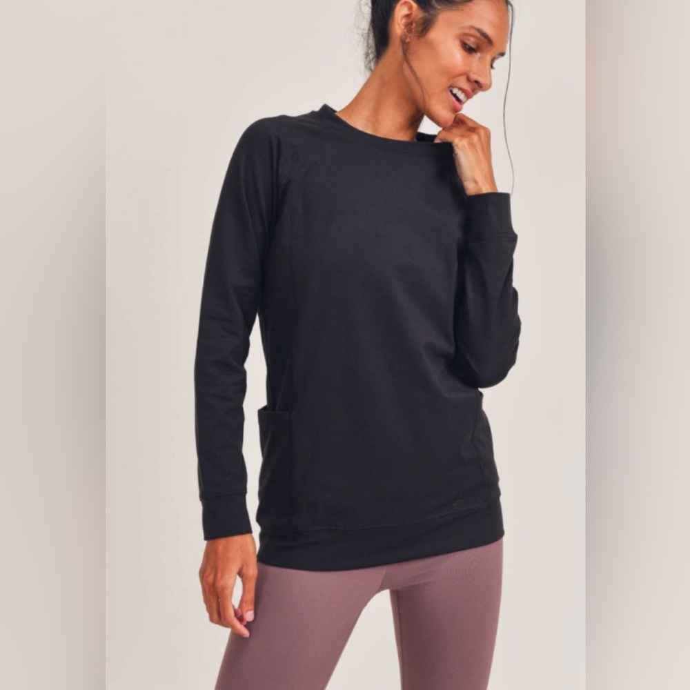 Mono B Active Raglan Pullover with Pockets-Black NWT!  Never worn!